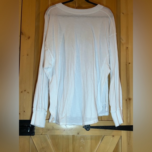 Aerie White Oversized Drop Shouldered Boyfriend Long sleeve top, size XL - Picture 3 of 10